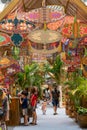 Traditional Colourful Malay Wau kites and decorations at the wau-themed kampung during Hari Raya at Mid Valley Megamall.