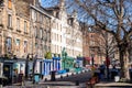 Traditional Colourful Shops in Edinburgh on a Sunny Winter Day