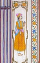Traditional colourful wall painting at old haveli in Jaipur, Rajasthan, India