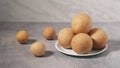 Traditional Columbian Bunuelo cheese balls one on another before the Christmas dinner Royalty Free Stock Photo