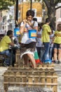 Traditional competition with yoke and 2 buckets in Plovdiv, Bulgaria