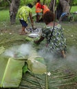 Traditional cooking in Matupit, Rabaul, Papua New Guinea.