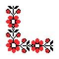 Traditional corner ornament embroidery motif