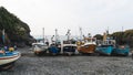 Traditional Cornish fishing boats on the beach at Cadgwith