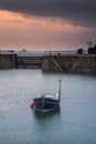 Traditional Cornish fishing village before sunrise Royalty Free Stock Photo