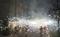 Traditional correfoc and devils performance. Royalty Free Stock Photo