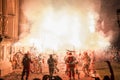 Traditional correfoc and devils performance. Royalty Free Stock Photo