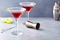 Traditional Cosmopolitan martini with sugar rim