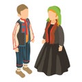 Traditional costume icon isometric vector. Belgian couple in national dress icon Royalty Free Stock Photo