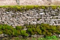 Traditional cotswold stone wall with moss Royalty Free Stock Photo
