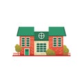 Traditional cottage building, real estate, front view vector Illustration on a white background