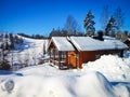 Traditional countryside house in winter in Finland