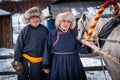 Traditional couple of Buryats people in Siberia