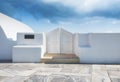 Traditional courtyard entrance in the village of Oia, Santorini, Greece. Traditional architecture. Royalty Free Stock Photo