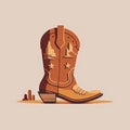 Traditional Cowboy Boot Flat Icon, Wild West Leather Footwear, Cool Ranchers Footwear, Cowboy Boots