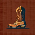 Traditional Cowboy Boot Flat Icon, Wild West Leather Footwear, Cool Ranchers Footwear, Cowboy Boots