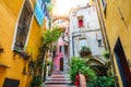 Traditional cozy street in city San Remo, Italy Royalty Free Stock Photo