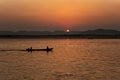 Sunset at the Irrawaddy River in Bagan, Myanmar Royalty Free Stock Photo