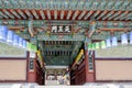 Beomeosa temple, Korean traditional architecture and colorful lanterns in Busan, South Korea. Entrance to the temple