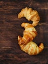 Traditional croissants with jam for breakfast