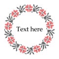 Traditional cross stitch floral round frame