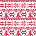 Christmas or winter vector seamless pattern, inspired by Sami Lapland folk art, traditional needlework and embroidery design