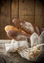 Traditional crusty French baguette bread in