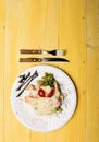 Traditional cuisine concept. Table served for one in restaurant Royalty Free Stock Photo