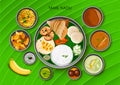 Traditional cuisine and food meal thali of Tamil Nadu India