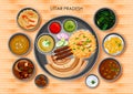 Traditional cuisine and food meal thali of Uttar Pradesh