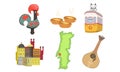 Traditional Cultural Portugal Symbols Set, Historical Signs of Lissabon Illustration