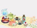 Traditional culture food dessert bakery and fruit teapot teacup teatime