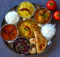 Traditional andhra vegetarian thaali meals Royalty Free Stock Photo