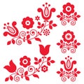 Retro polish folk art vector design elements with flowers perfect for greeting card or wedding invitation Royalty Free Stock Photo