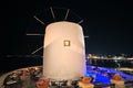 Traditional cycladic windmill at night in Parikia on the island of Paros, Cyclades Royalty Free Stock Photo