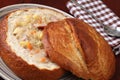 Traditional Czech cabbage soup in a bread bowl Royalty Free Stock Photo