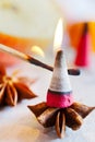 Traditional Czech christmas and advent time - smoking incense Royalty Free Stock Photo