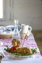 Traditional Czech Easter lamb cake on a festive table Royalty Free Stock Photo