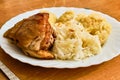 Roast pork knuckle with cabbage and dumplings Royalty Free Stock Photo