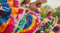 A traditional dance performance with dancers twirling in vibrant skirts and colorful sombreros showcasing the rich