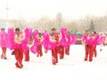 Traditional dance Yangge in the snow