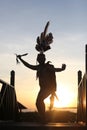 Traditional Dancer While Dancing In The Sunset