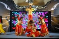 A traditional dancing group performing dance on stage