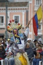 Traditional dancing in the Plaza de Santo Domingo during Quito`s celebration of the anniversary of its Spanish foundation, Quito,