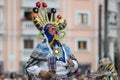 Traditional dancing in the Plaza de Santo Domingo during Quito`s celebration of the anniversary of its Spanish foundation, Quito,