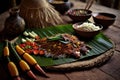 Traditional Dayak food in West Kalimantan, AI generated