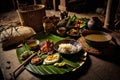 Traditional Dayak food in West Kalimantan, AI generated