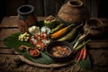 Traditional Dayak food in West Kalimantan, AI generated