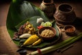 Traditional Dayak food in West Kalimantan, AI generated