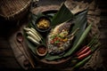 Traditional Dayak food in West Kalimantan, AI generated